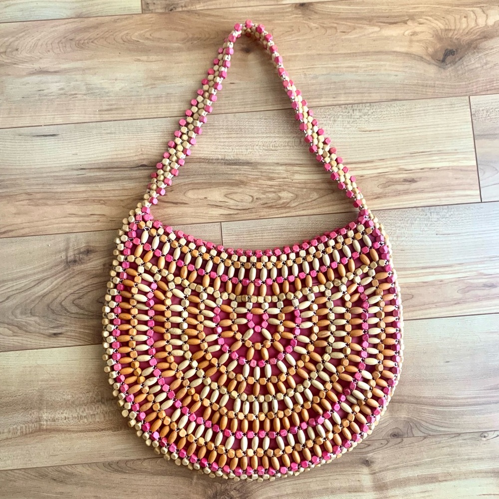 The Sak Boho Pink Wooden Beaded Bag - Picture 3 of 7